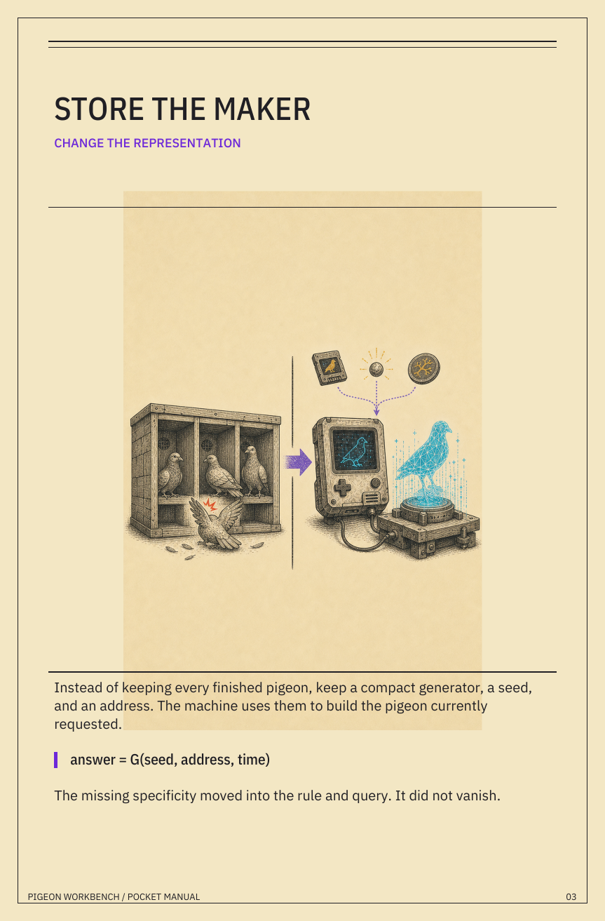 A fixed cabinet changes into a generative evaluator