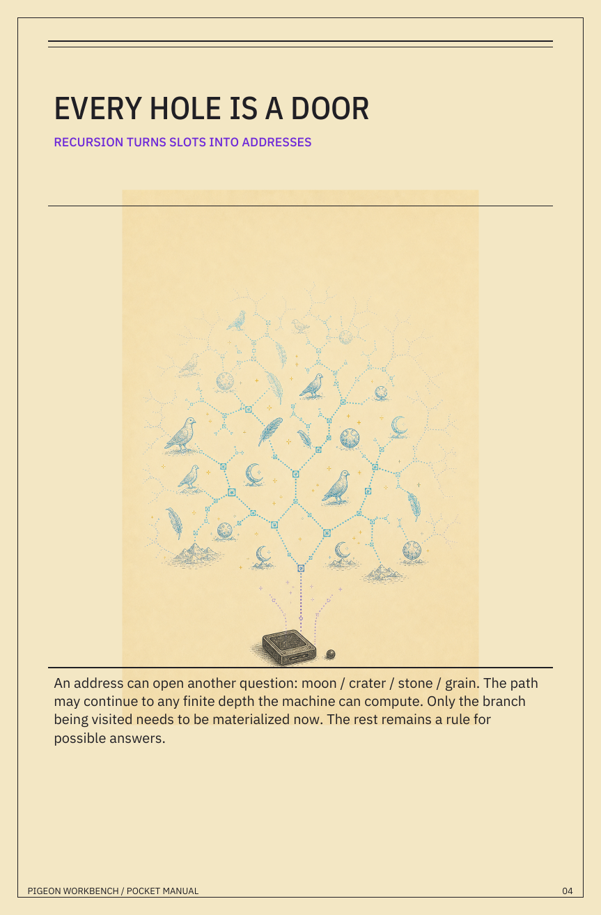 A small rule unfolds into a recursive address tree